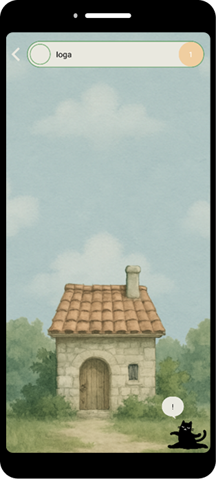 Habit screen for a one day streak uncompleted habit showing one floor house